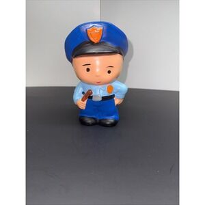 Vintage Ceramic Police Officer Piggy Bank Blue Uniform Hand Painted 6 Inch